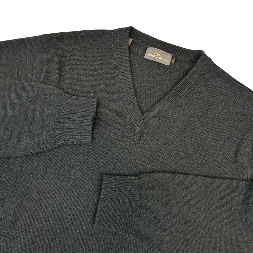 Rodd & Gunn Sweater Mens M Black V-Neck Cashmere Merino Wool Blend Knit Pullover